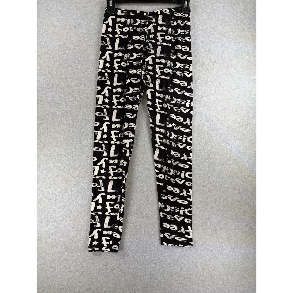 Ultra Flirt Women’s Medium Black White Graffiti Print Full Length Leggings 3601